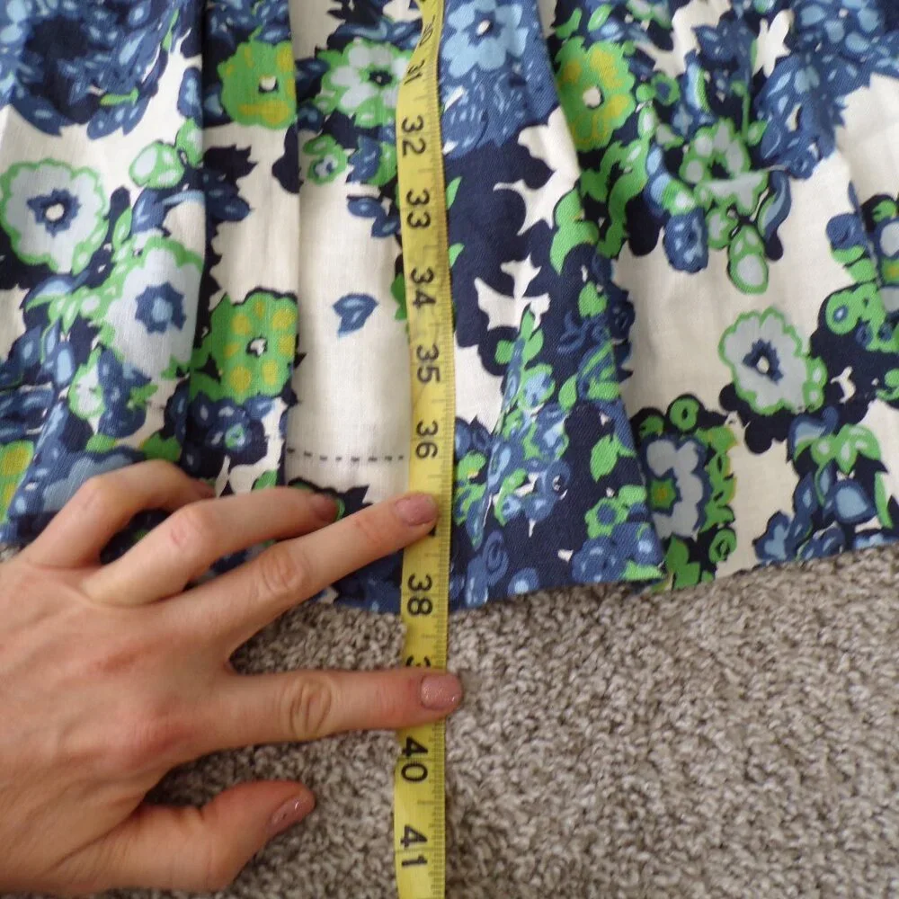 Tory Burch Linen Blue floral fit and flare midi dress 8
